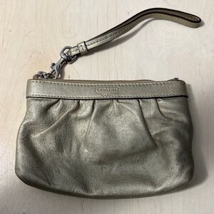 Coach Gold Leather Wristlet Clutch